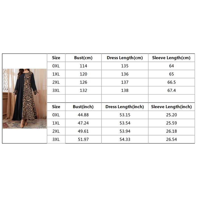 Womens Leopard Print Maxi Dresses Color Block Long Sleeve Dress Casual Summer Dresses