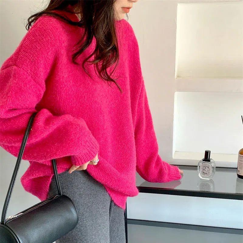 Women’s Thickened Loose-Fit Crew Neck Sweater – Cozy & Casual