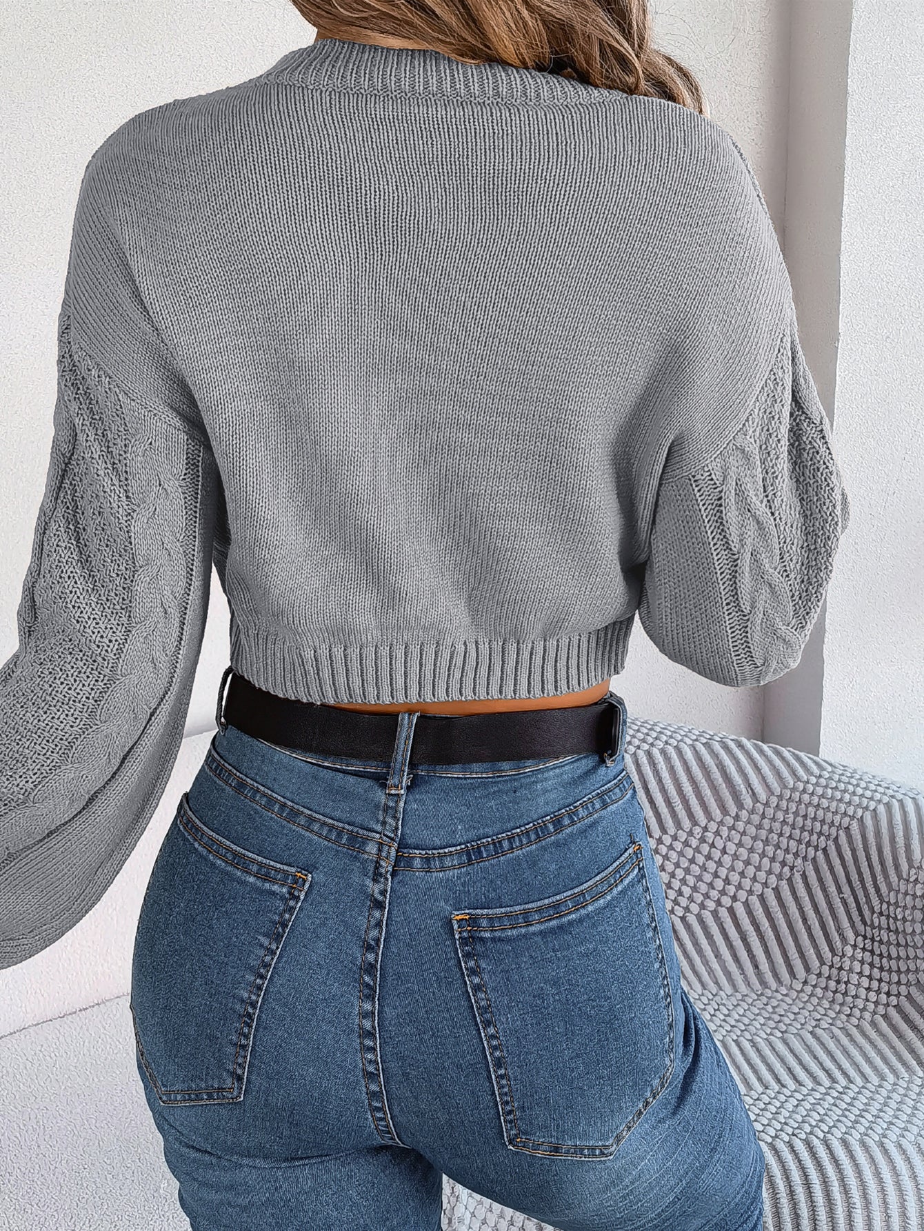 Women’s Cable Knit Cropped Pullover – Casual & Cozy