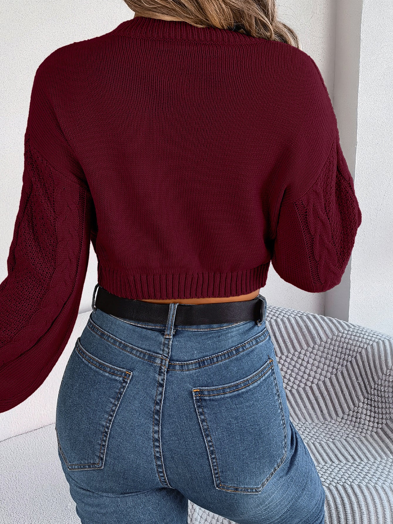 Women’s Cable Knit Cropped Pullover – Casual & Cozy