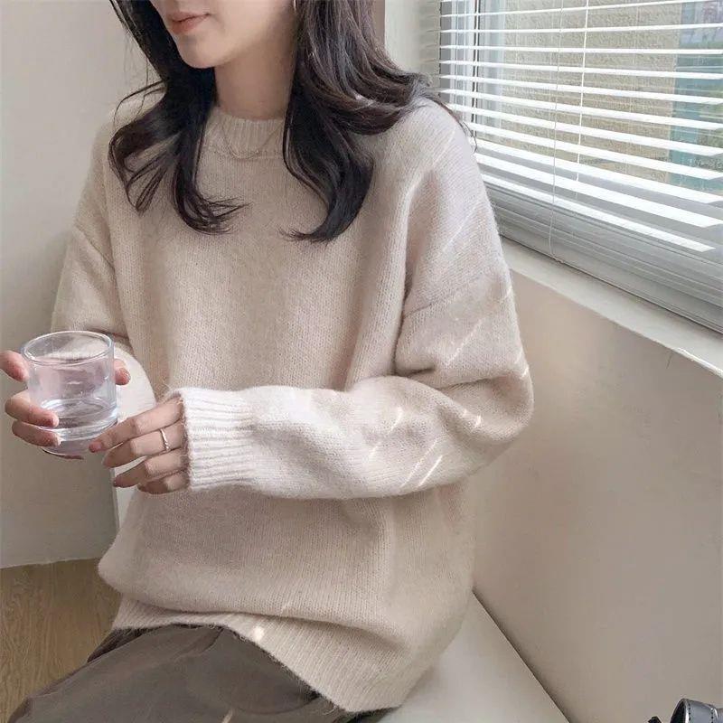 Women’s Thickened Loose-Fit Crew Neck Sweater – Cozy & Casual