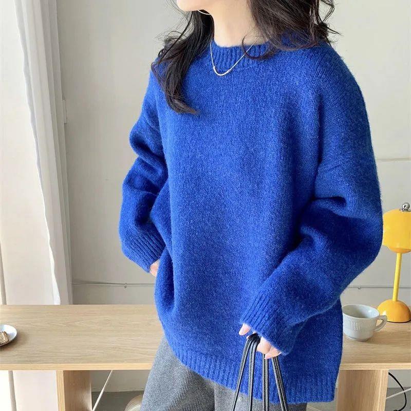 Women’s Thickened Loose-Fit Crew Neck Sweater – Cozy & Casual