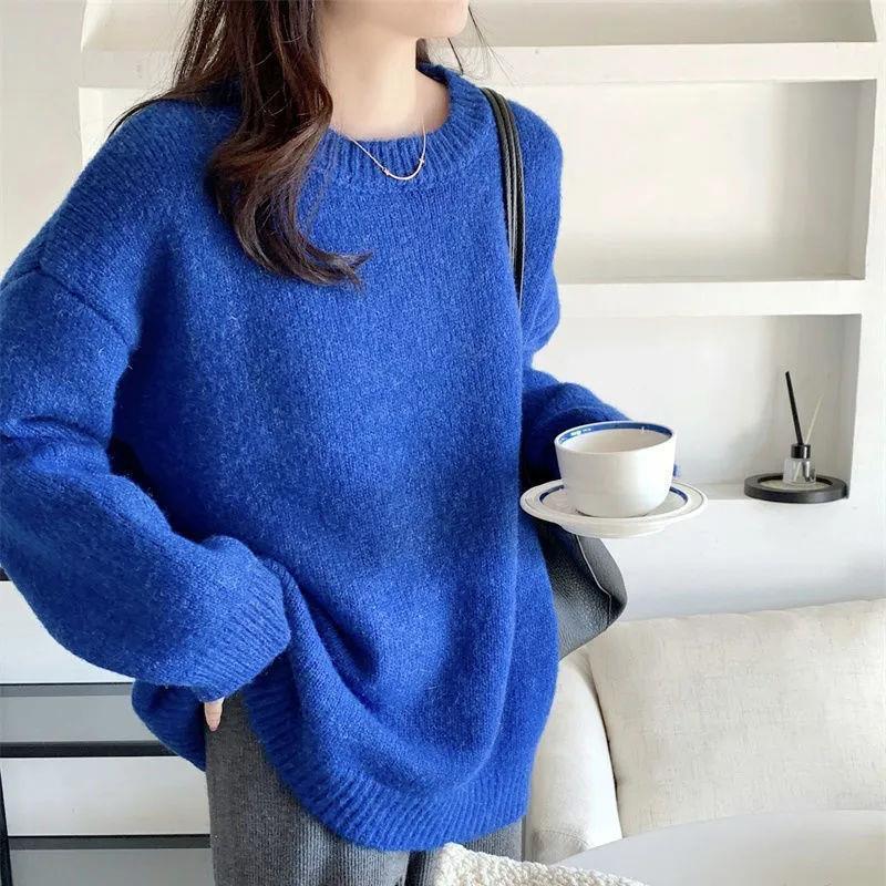 Women’s Thickened Loose-Fit Crew Neck Sweater – Cozy & Casual